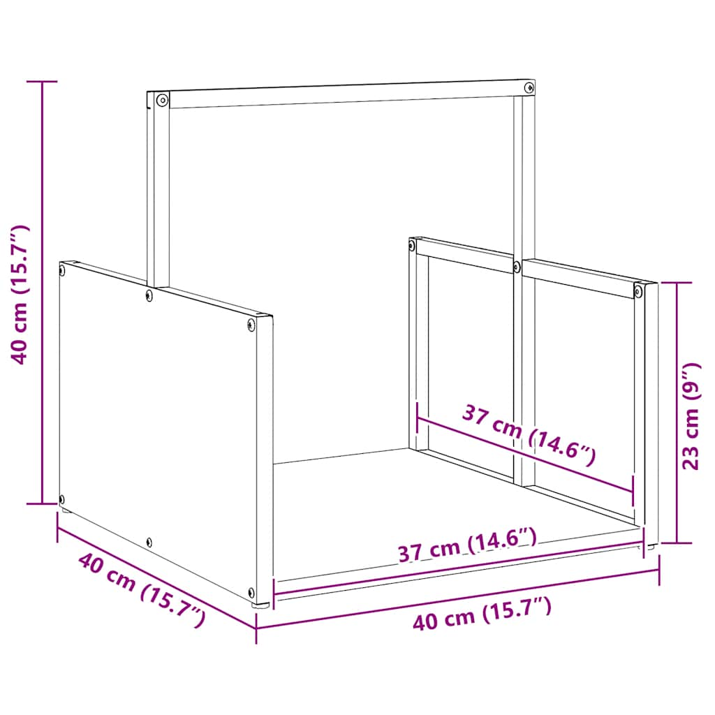 Rastrelliera per Legna da Ardere Antracite 40x40x40 cm - homemem39