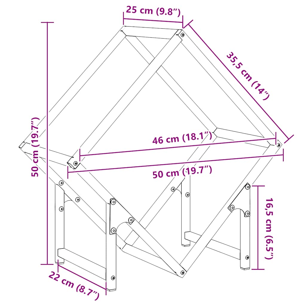 Rastrelliera per Legna da Ardere Bianca 50x25x50 cm