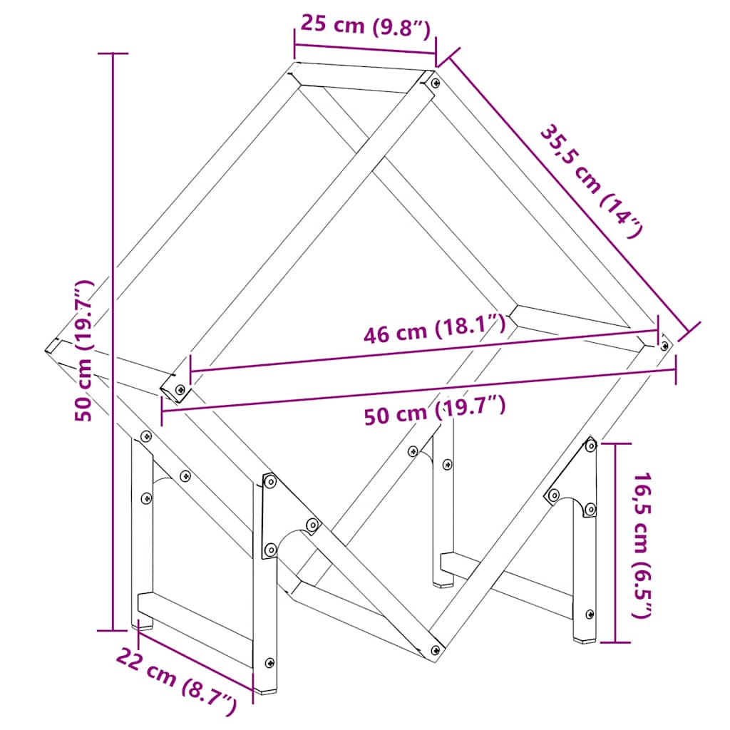 Rastrelliera per Legna da Ardere Antracite 50x25x50 cm