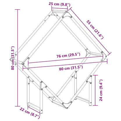 Rastrelliera per Legna da Ardere Bianca 80x25x80 cm