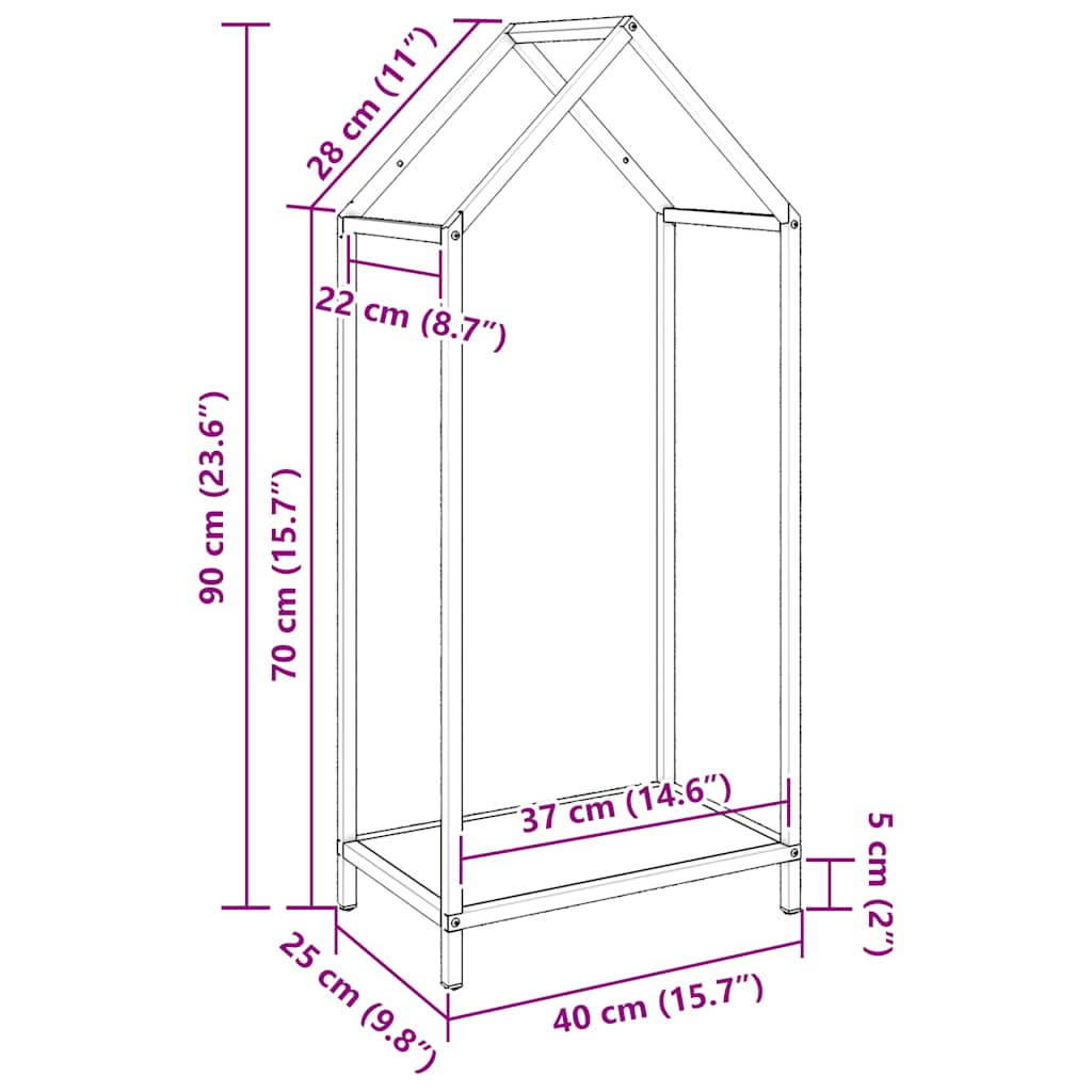 Rastrelliera per Legna da Ardere Antracite 40x25x90 cm - homemem39