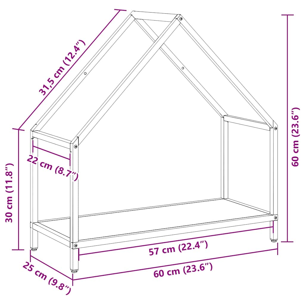 Rastrelliera per Legna da Ardere Nera 60x25x60 cm