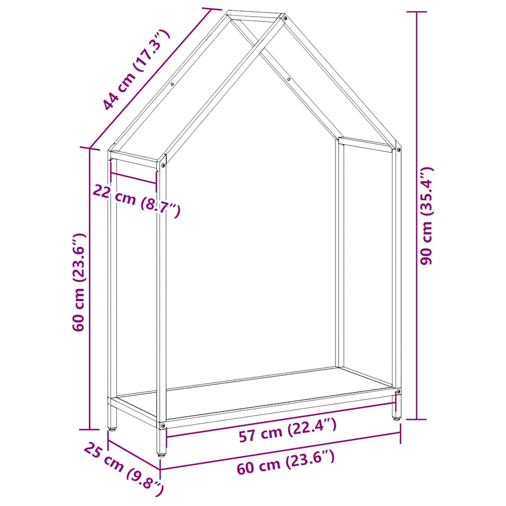 Rastrelliera per Legna da Ardere Nera 60x25x90 cm - homemem39