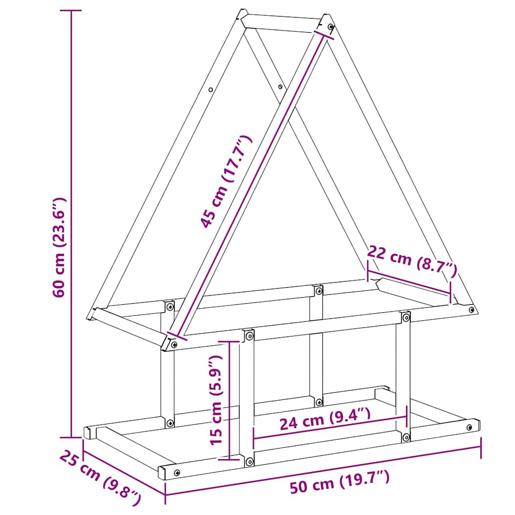 Rastrelliera per Legna da Ardere Nera 50x25x60 cm - homemem39