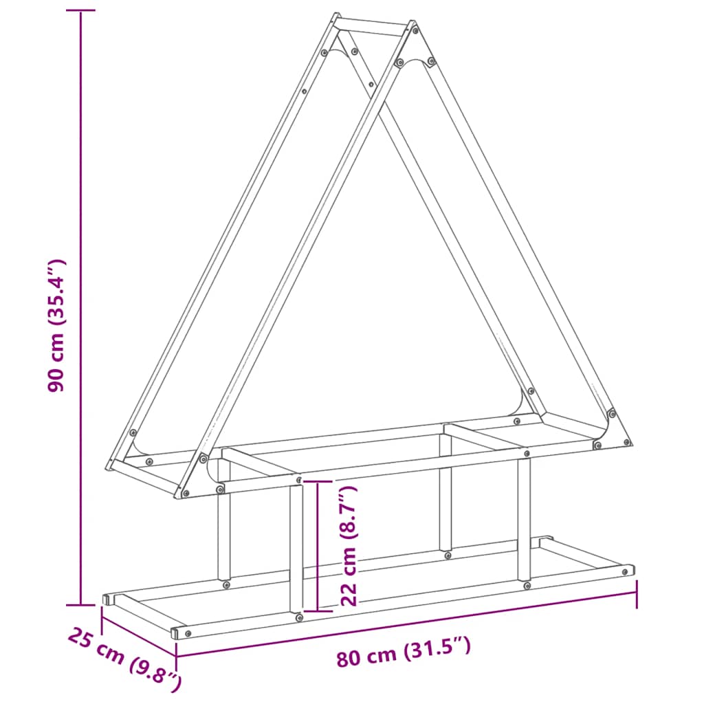 Rastrelliera per Legna da Ardere Nera 80x25x90 cm - homemem39