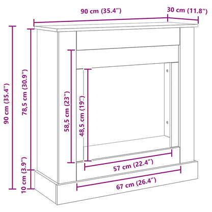 Cornice per Camino Rovere Nero 90x30x90 cm in Truciolato