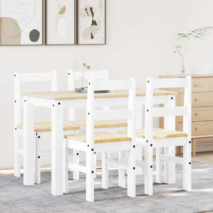 Set da Pranzo 5 pz Panama Bianco in Legno Massello di Pino