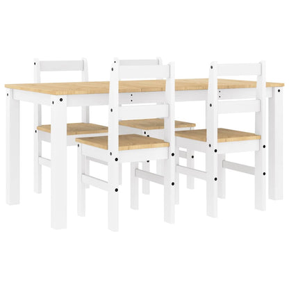 Set da Pranzo 5 pz Panama Bianco in Legno Massello di Pino