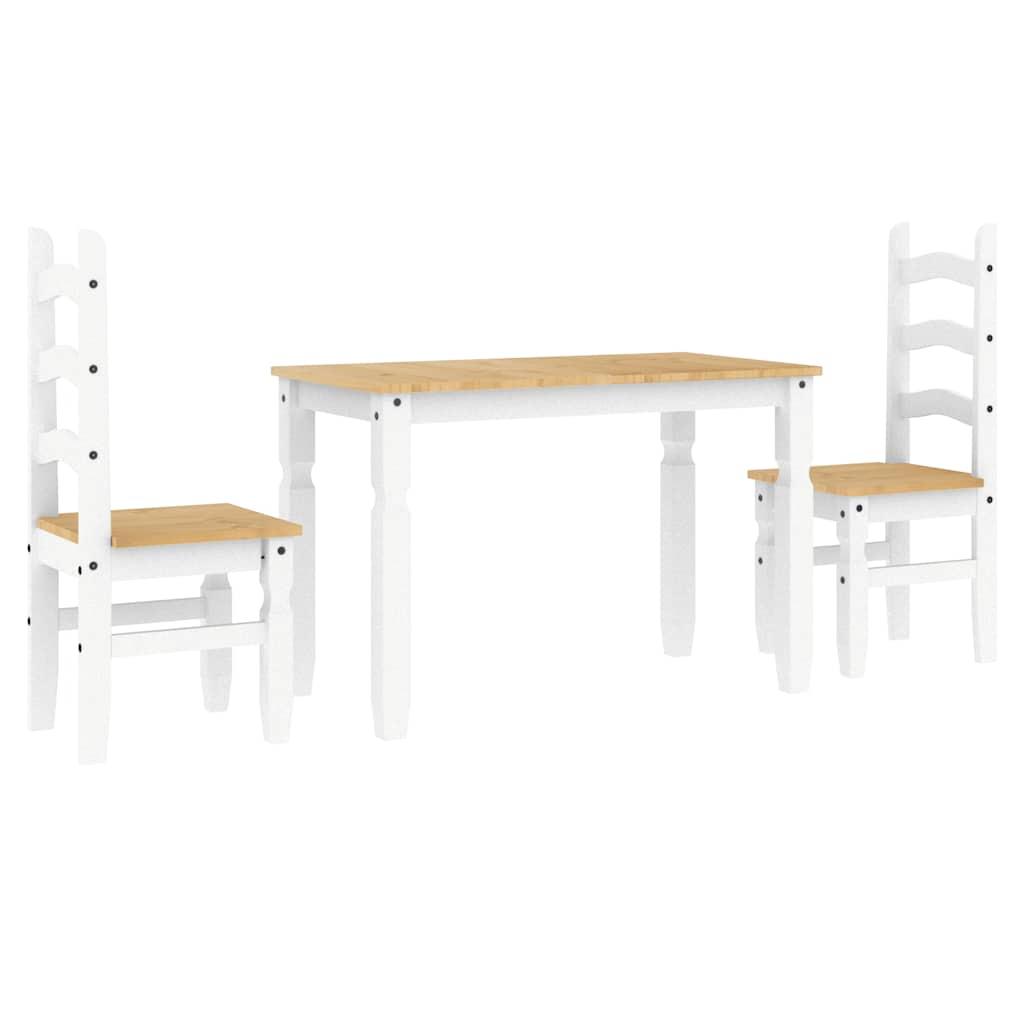 Set da Pranzo 3 pz Panama Bianco in Legno Massello di Pino