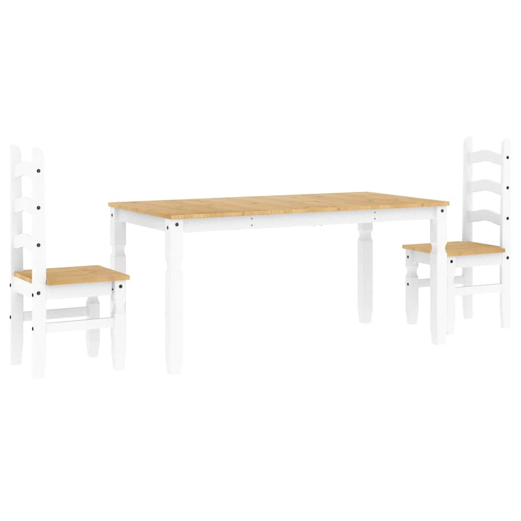 Set da Pranzo 3 pz Panama Bianco in Legno Massello di Pino