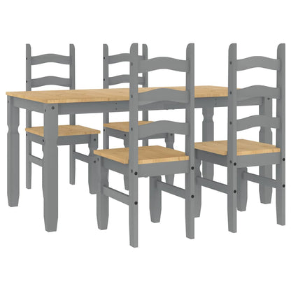 Set da Pranzo 5 pz Panama Grigio in Legno Massello di Pino - homemem39