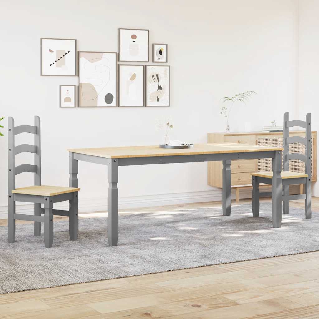 Set da Pranzo 3 pz Panama Grigio in Legno Massello di Pino - homemem39