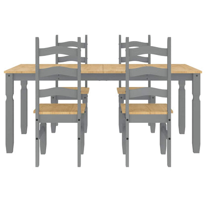 Set da Pranzo 5 pz Panama Grigio in Legno Massello di Pino