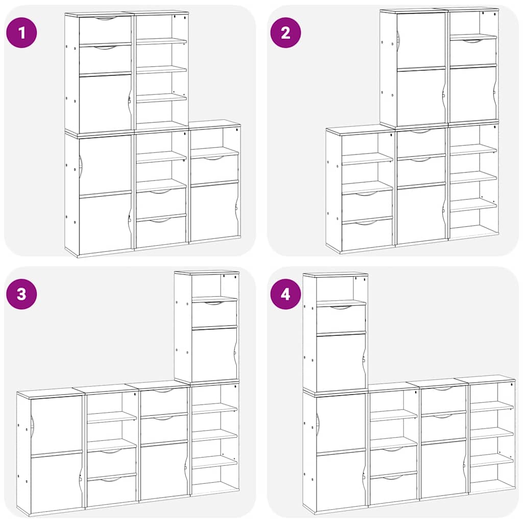 Armadietti Laterali 5 pz ODDA Bianco 40x24x79 cm Legno di Pino - homemem39