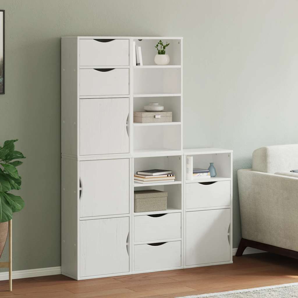 Armadietti Laterali 5 pz ODDA Bianco 40x24x79 cm Legno di Pino