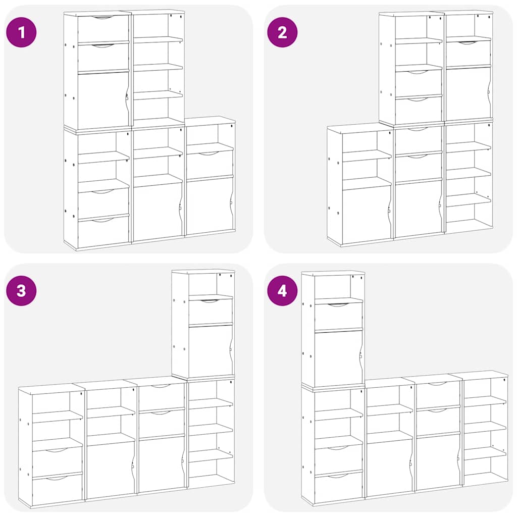 Armadietti Laterali 5 pz ODDA 40x24x79 cm Legno Massello Pino - homemem39