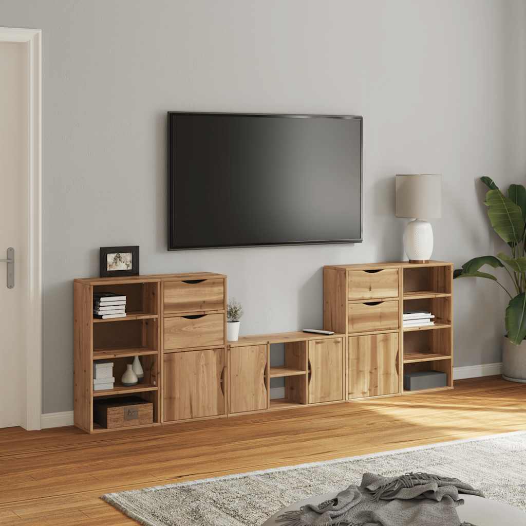 Mobile TV 5 pz con Contenitore ODDA in Legno Massello di Pino - homemem39