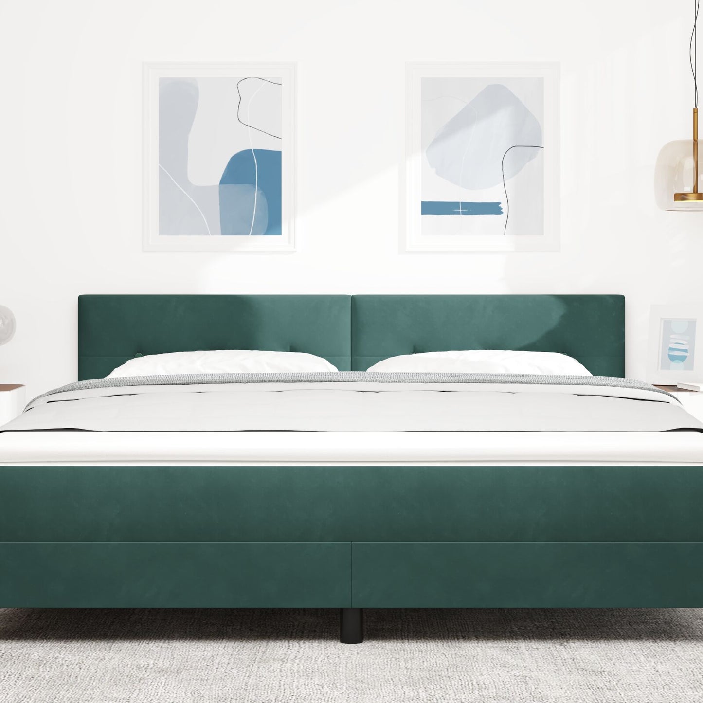 Testiera LED vidaXL Button Tufted Verde Scuro 90 cm in Velluto