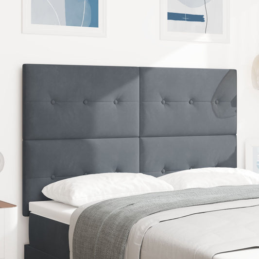 Testiera vidaXL con bottoni imbottiti grigio scuro 140 cm in velluto