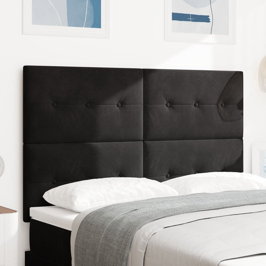 Testiera vidaXL Imbottita con Bottoni Nera 140 cm in Velluto
