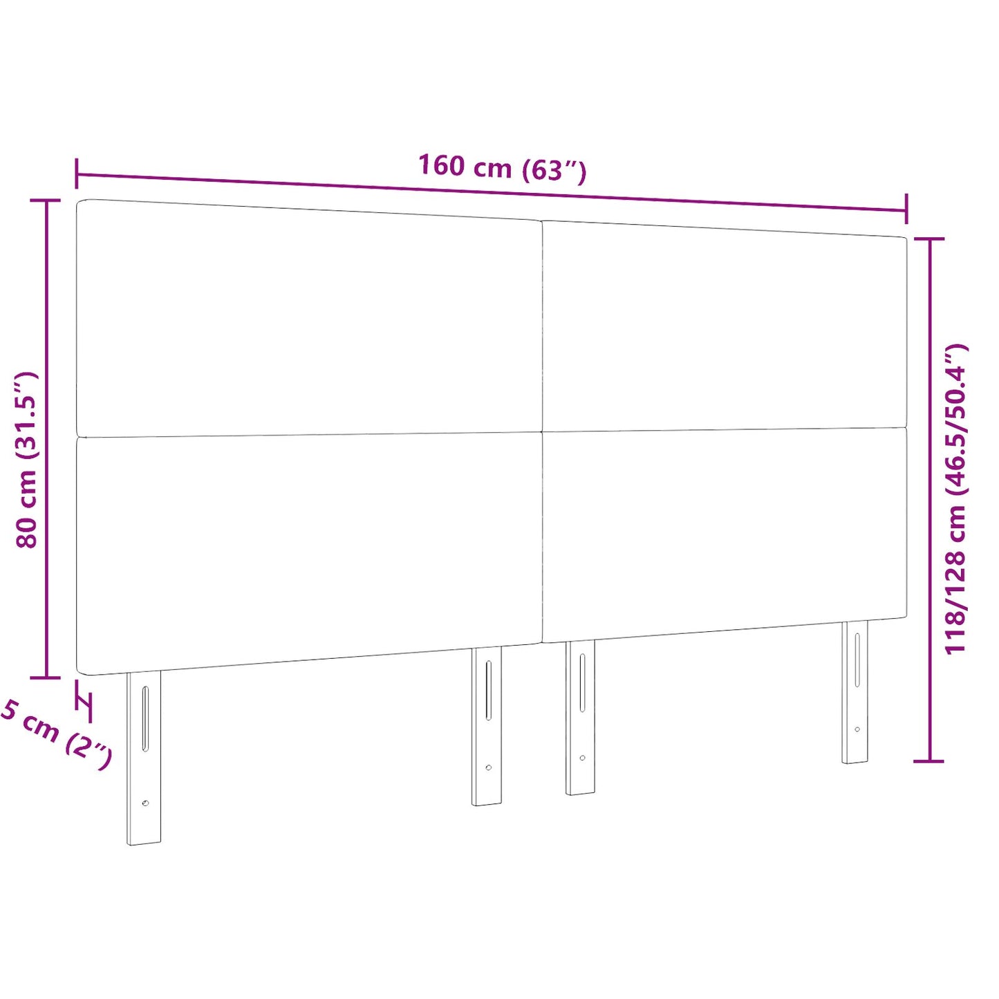 Testiera semplice crema vidaXL - 160 cm in velluto