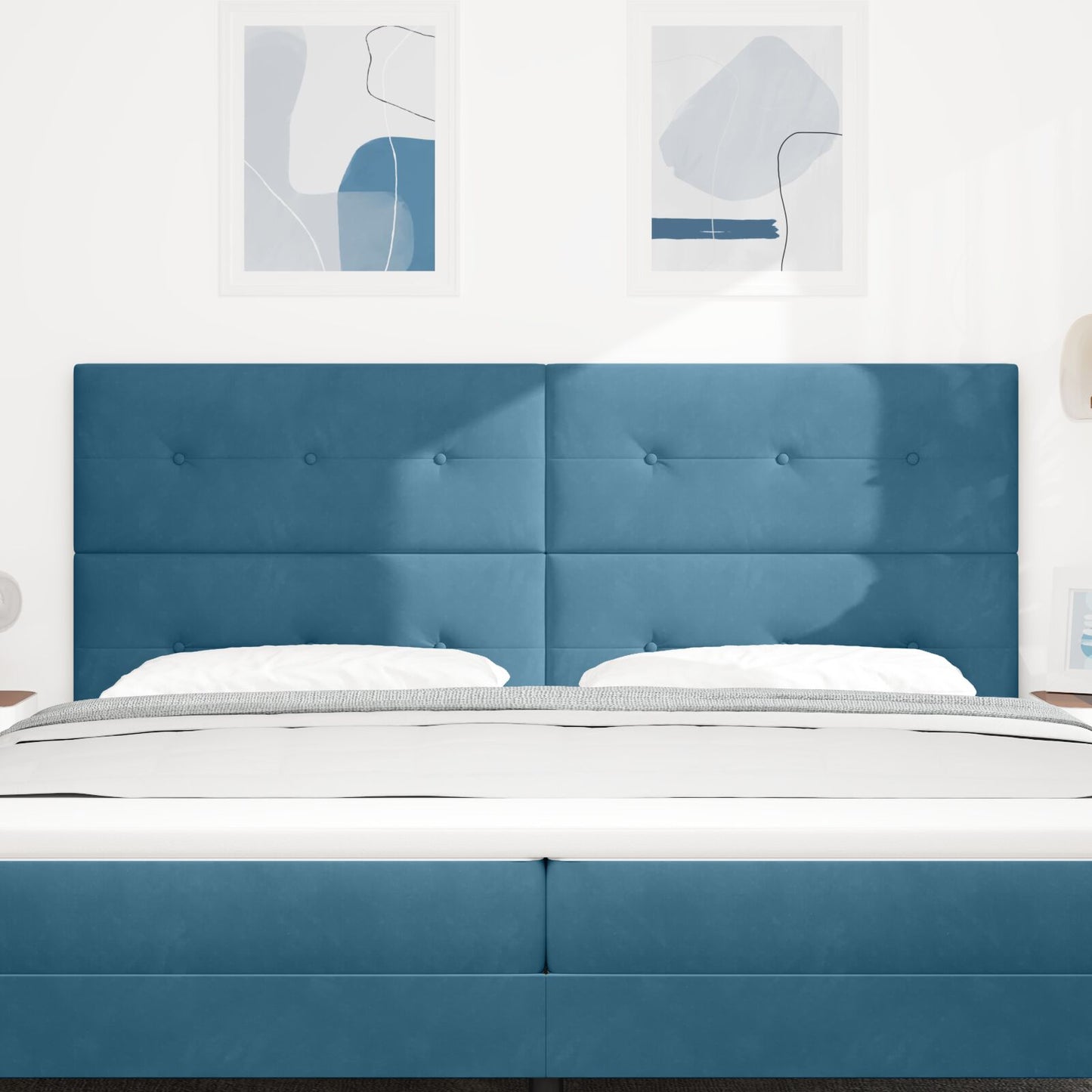 testiera vidaXL imbottita blu scuro 200 cm in velluto