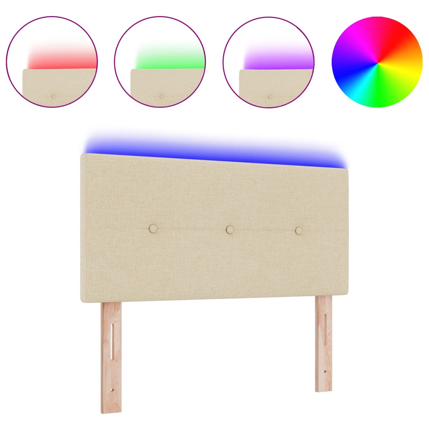 Testata LED vidaXL con bottoni imbottiti Crema 80 cm Tessuto