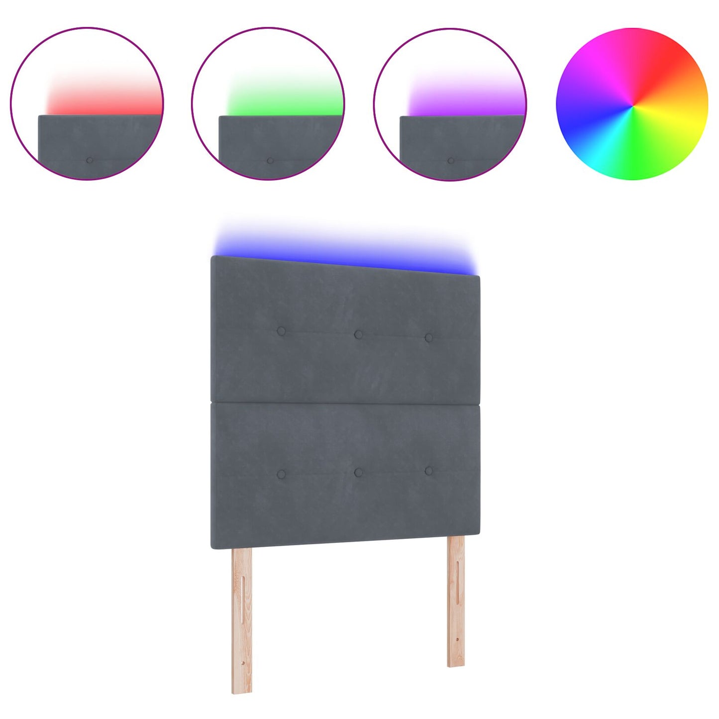 Testata LED vidaXL Grigia Scura 100 cm Velluto