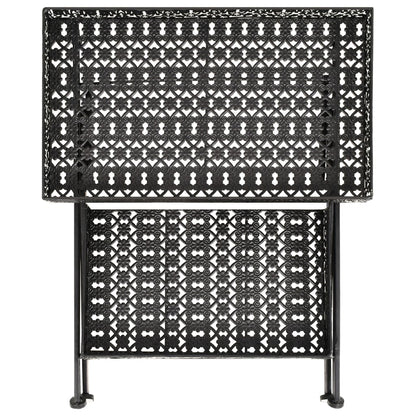 Tavolo da Tè Pieghevole Vintage Metallo 58x35x72 cm Nero - homemem39