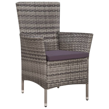 Set da Pranzo da Giardino 9 pz con Cuscini in Polyrattan Grigio - homemem39