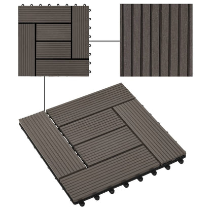 Piastrelle per Decking in WPC 11 pz 30x30cm 1mq Marrone Scuro - homemem39