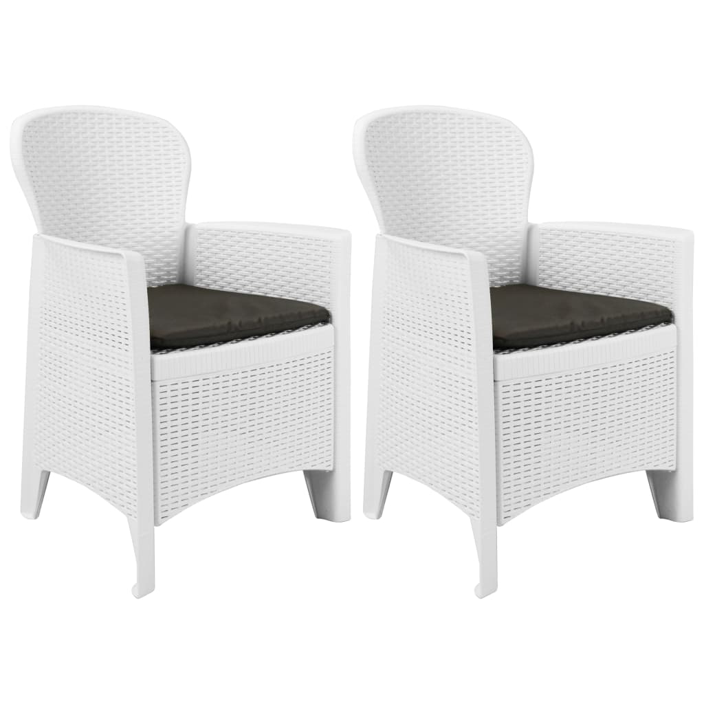 Sedie da Giardino 2 pz Cuscino Bianche in Plastica Stile Rattan - homemem39