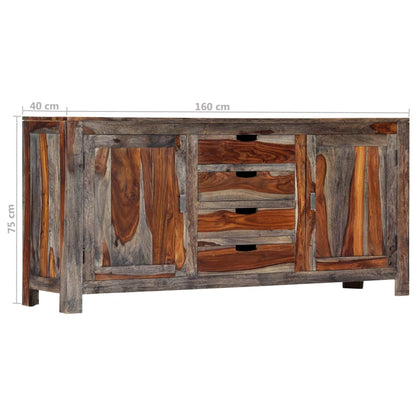 Credenza Grigia 160x40x75 cm Legno Massello di Sheesham - homemem39