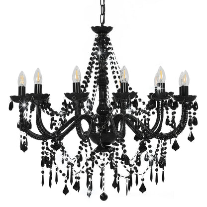 Lampadario con Perline Nero 12 Lampadine E14 - homemem39