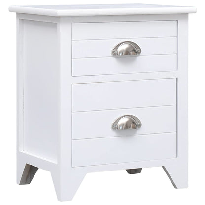 Comodino Bianco 38x28x45 cm in Legno di Paulownia - homemem39