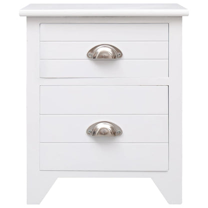 Comodino Bianco 38x28x45 cm in Legno di Paulownia - homemem39