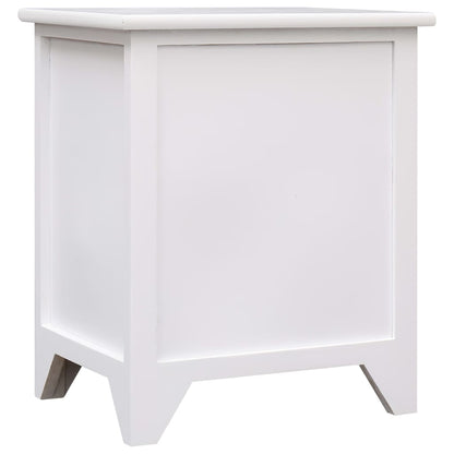 Comodino Bianco 38x28x45 cm in Legno di Paulownia - homemem39