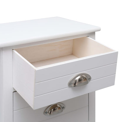 Comodino Bianco 38x28x45 cm in Legno di Paulownia - homemem39