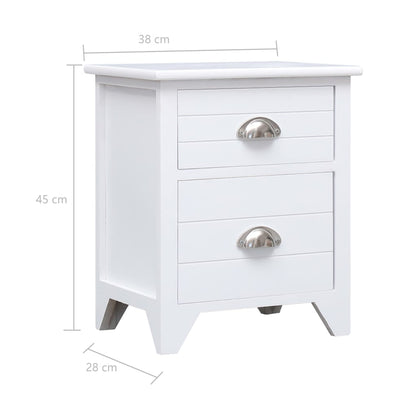 Comodino Bianco 38x28x45 cm in Legno di Paulownia - homemem39