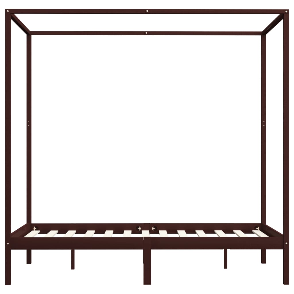 Giroletto a Baldacchino Marrone Scuro Massello Pino 120x200 cm - homemem39