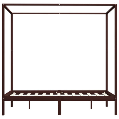 Giroletto a Baldacchino Marrone Scuro Massello Pino 120x200 cm - homemem39