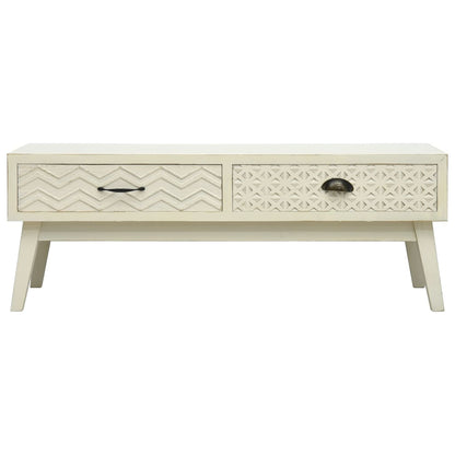 Tavolino Caffè 2 Cassetti Intagliati Grigio 110x50x40cm Legno - homemem39