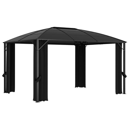 Gazebo con Tende 400x300x265 cm Antracite - homemem39