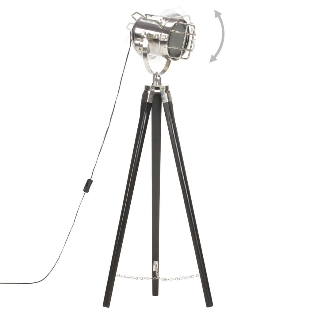Lampada a Treppiede a Pavimento Nera in Legno di Mango 97 cm - homemem39