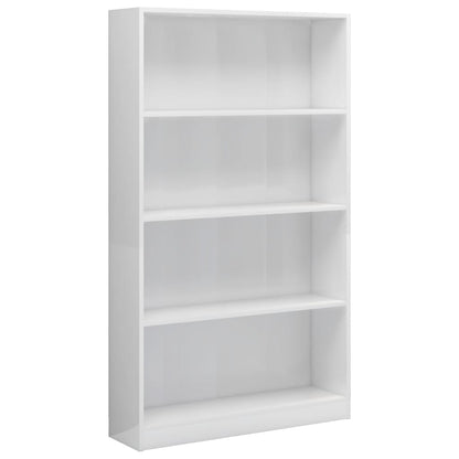 Libreria a 4 Ripiani Bianco Lucido 80x24x142 cm in Truciolato - homemem39