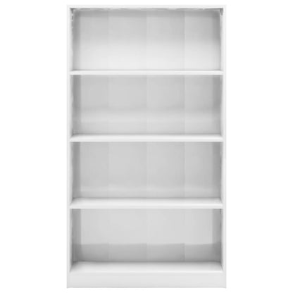 Libreria a 4 Ripiani Bianco Lucido 80x24x142 cm in Truciolato - homemem39