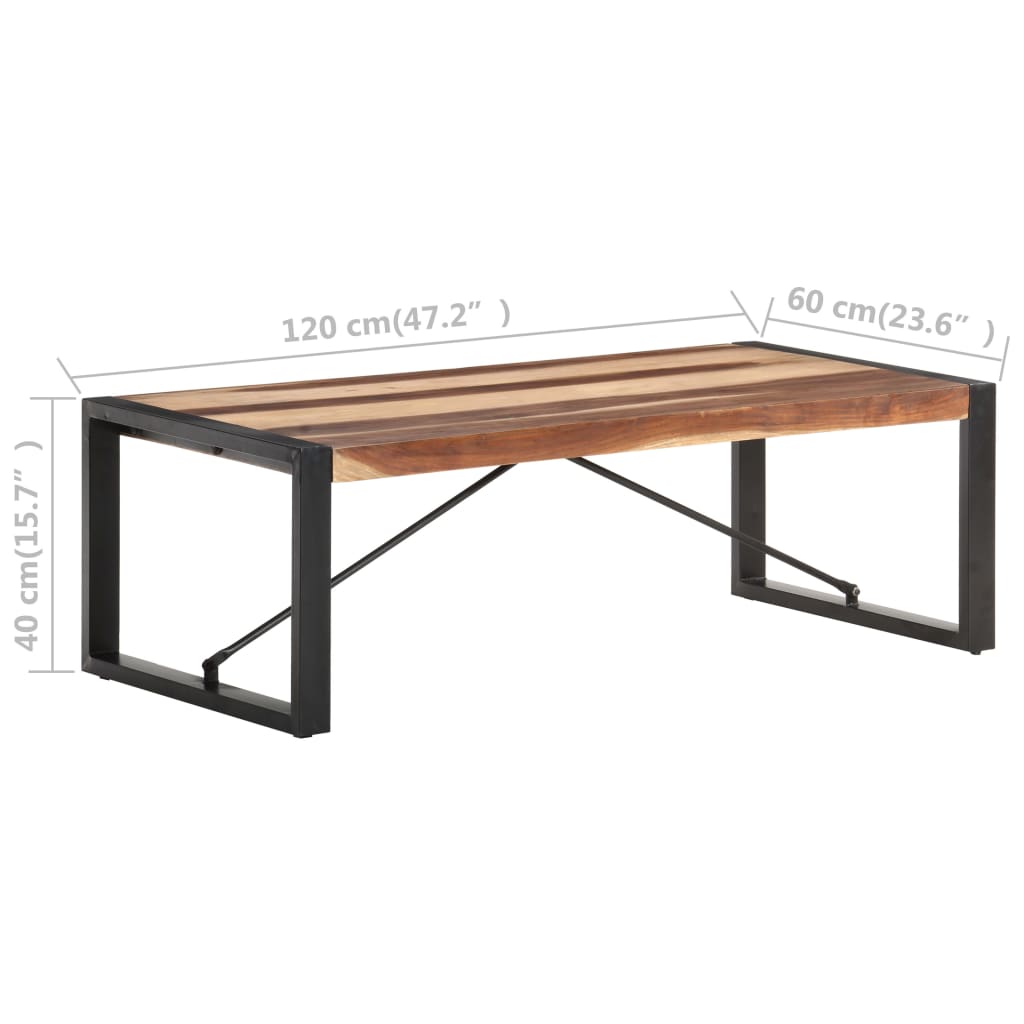 Tavolino 120x60x40 cm in Legno Massello e Finitura Sheesham - homemem39