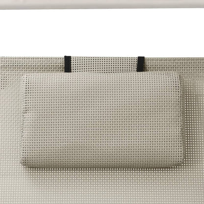 Lettino Prendisole Doppio con Baldacchino in Textilene Crema - homemem39