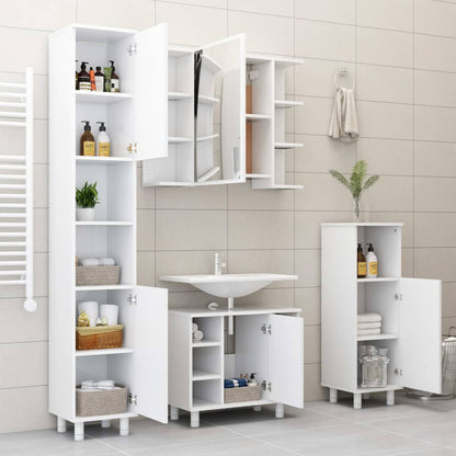 Armadio da Bagno Bianco 30x30x95 cm in Legno Multistrato - homemem39