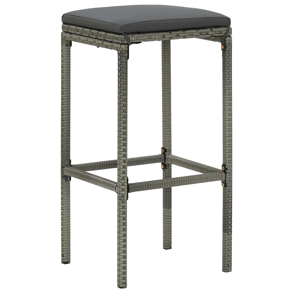 Sgabelli da Bar con Cuscini 2 pz Grigi in Polyrattan - homemem39